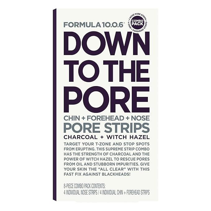 FORMULA 10.0.6 - Down to the Pore Strips - Pore Cleansing Strips, Removes Blackheads & Clears Clogged Pores, 6 Count