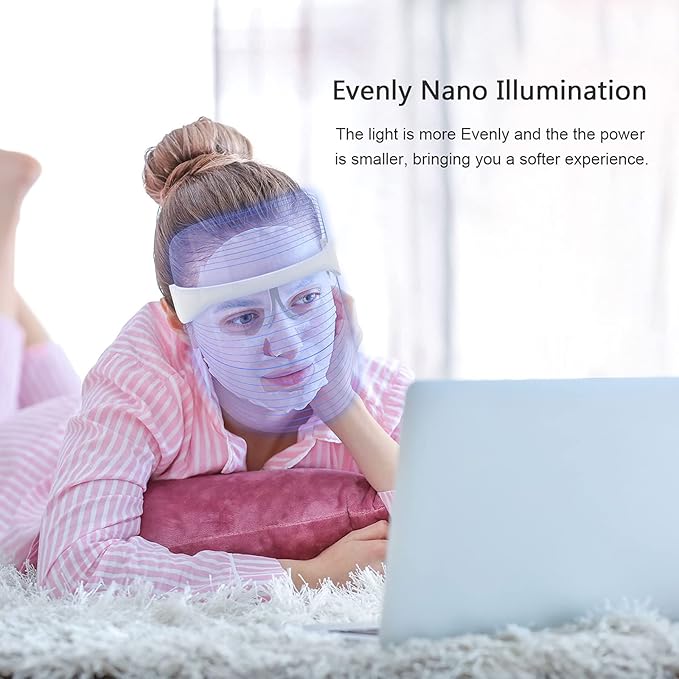LED Light Facial Mask, 3 Colors Light Facial Photon Beauty Device for Facial Rejuvenation, Anti Aging