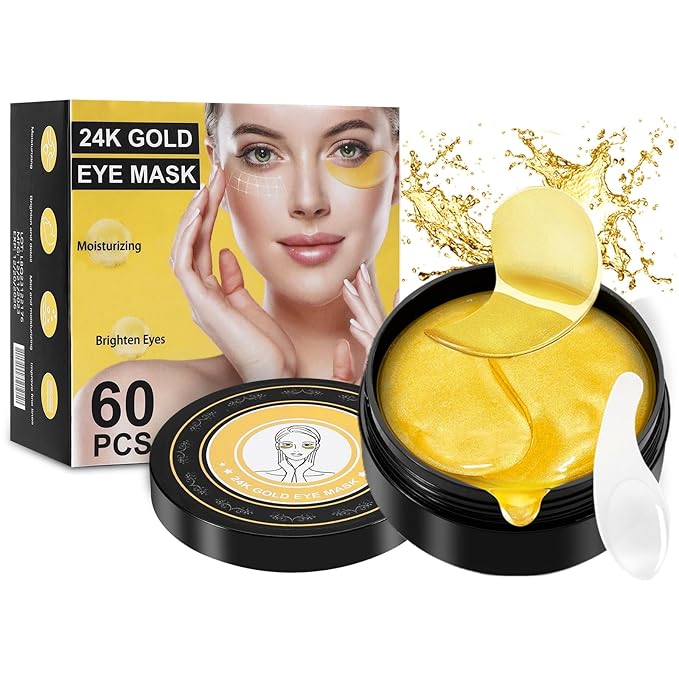 60PCS Under Eye Patches for Women,Under Eyes Masks for Dark Circles and Puffiness, 24K Gold Eyes Bags Treatment, Anti-Wrinkle Face Mask Skincare, Moisturize and Reduce Eyes Lines to Revitalize You
