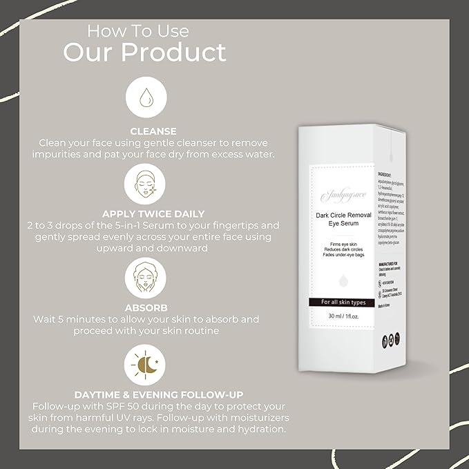 Dark Circle Eye Serum, 30mL, Hydrating and Brightening Under Eye Formula for All Skin Types, Lightweight, Made in Korea