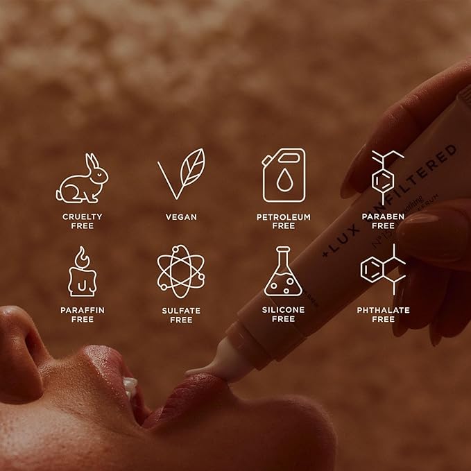 '+ Lux Unfiltered N°15 Soothing Lip Serum – Fragrance Free, Moisturizing, Hydrating Lip Balm with Hyaluronic Acid & Shea Butter – Cooling Touch Applicator - Vegan, Cruelty-Free, & Petroleum-Free