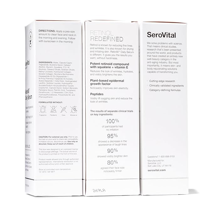 SeroVital Beauty RetinAll Daily Serum – Redefining Retinol – Retinoid Skin Serum – Anti Wrinkle Face Serum for Women, 1 oz