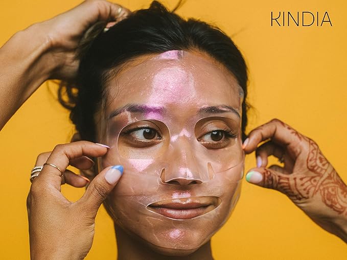 KINDIA AURA DRIP Clean Korean Skincare 5x Face Mask - Biodegradable - Illuminating & Hydrating for Dewy, Plump, Glowy & Radiant Skin Aloe Vera, Rosewater, Neem Extract - Beauty Mask for all skin types