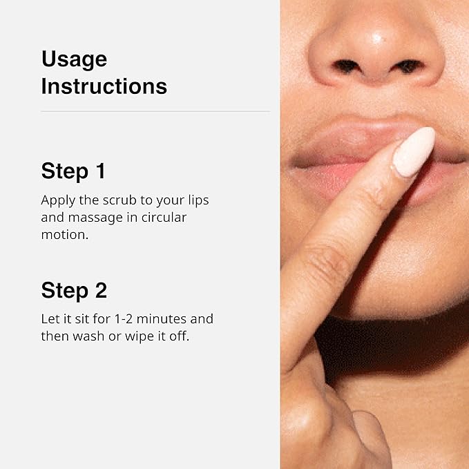 Lightening Lip Scrub for Men and Women | Exfoliate & Brighten with Walnut Shell Powder, Beetroot & Squalane | Lip Scrub for Dark Lips to Lighten Pink