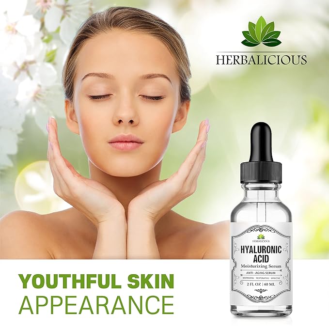 Hyaluronic Acid Serum – Hyaluronic Acid Serum for Face – Paraben-Free Pure Hyaluronic Acid – Moisture Boost Hydrating Serum – Anti-Aging Serum for Fine Lines, Wrinkles – 2oz
