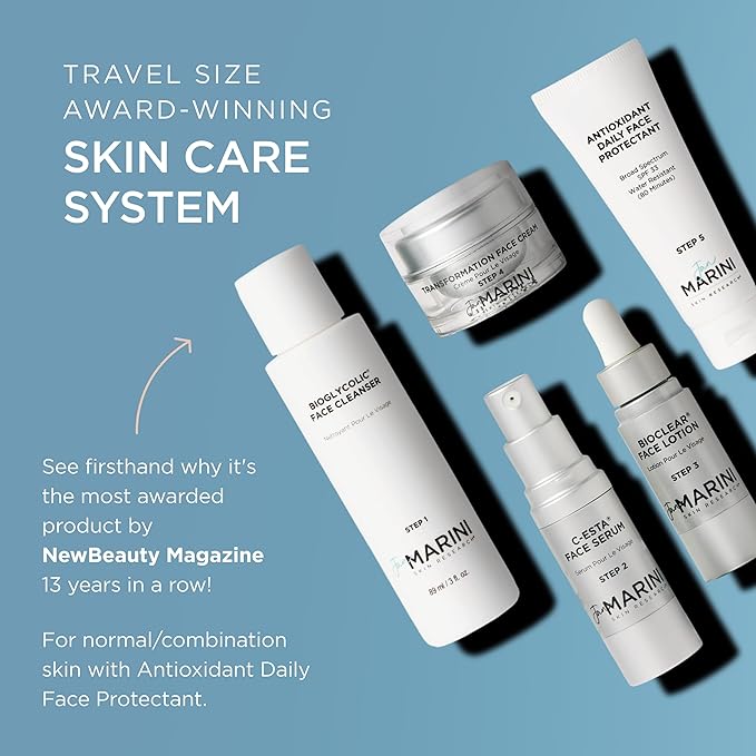 Jan Marini Starter Skin Care Management System - Travel-Size Skin Product Set with Cleanser, Face Serum, Face Lotion, Face Cream & Face Protectant - Skin Care System for Normal or Combination Skin