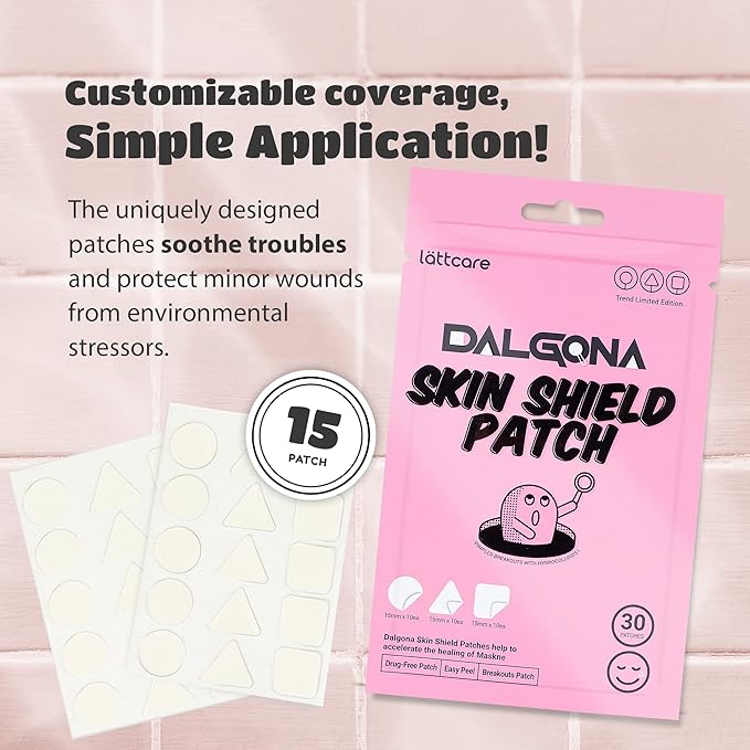 lattcare Calendula Nose Pore Strips 6Ct + Dalgona Skin Shield Patches 15Ct | Duo Pack | Blackheads Remover | Blackheads Remover | Pimple Patches | Hydrocolloid Acne Patches | 2 Items of 1 Pack