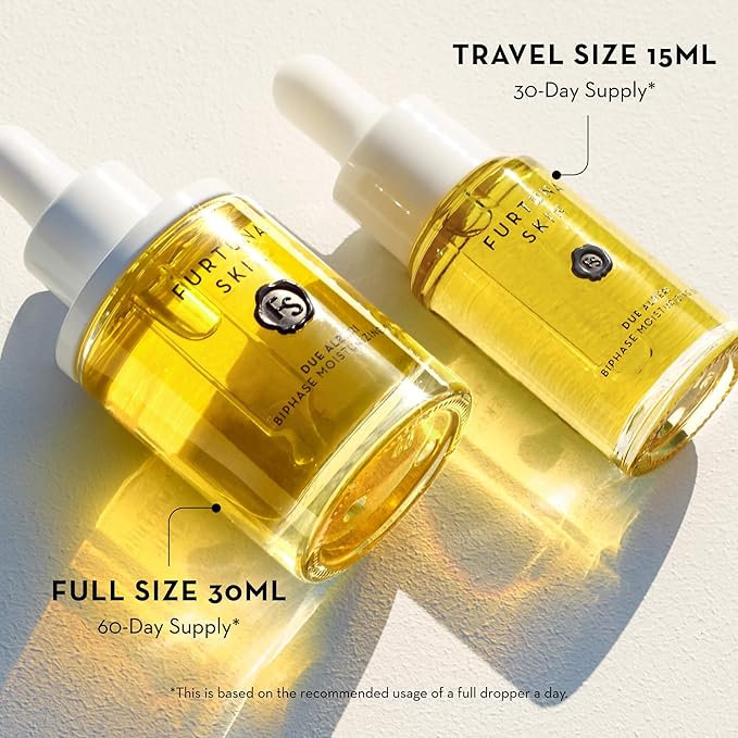 Furtuna Skin Biphase Moisturizing Oil - Hydrating, Plumping & Protecting Face, Neck, and Decollete Oil, Vegan & Cruelty-Free, Organic Olive Oil-Infused