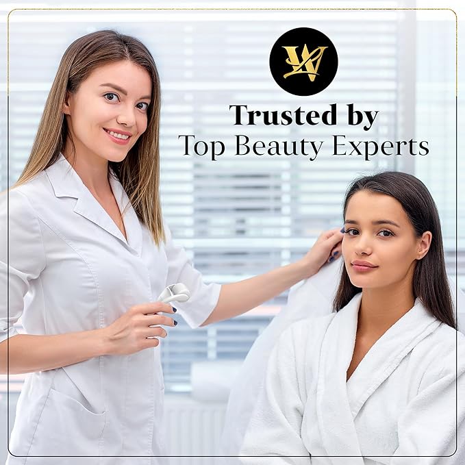 Derma Roller for Skin, Hair & Beard – Women and Men Titanium Microneedling Roller for Face & Scalp, Safe & Easy to Use 0.25mm - White