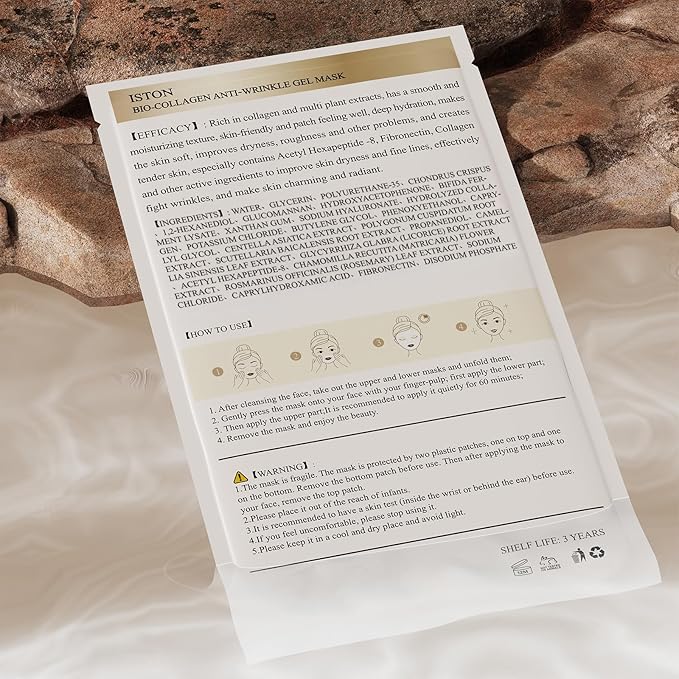 ISTON 6 Pack Bio-Collagen Real Deep Anti Wrinkle Lifting Mask,Overnight Hydrating Face Mask for All Skin Types -Pore Minimizing,Elasticity Enhancing,Firming,Moisturizing