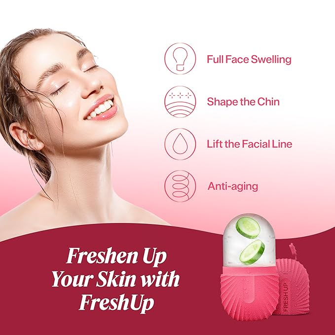 Ice Roller For Face, Fresh up Ice Cube Roller Massager For Face, Reduce puffiness and dark circles, Minimize pores and improve Skin texture (Pink, Ice Roller)