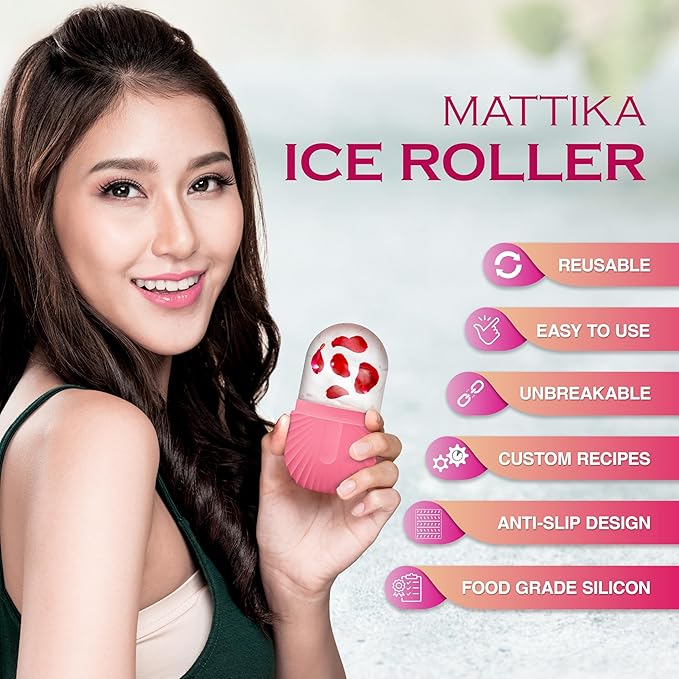 Ice Roller for Face and Eye Glow Naturally and Skincare, Ice Face Roller, Ice Facial Cube, Gua Sha Face Massage, Ice Roller Face for Beauty and Skin Care Gift for Men & Women Face Ice Roller (Pink)