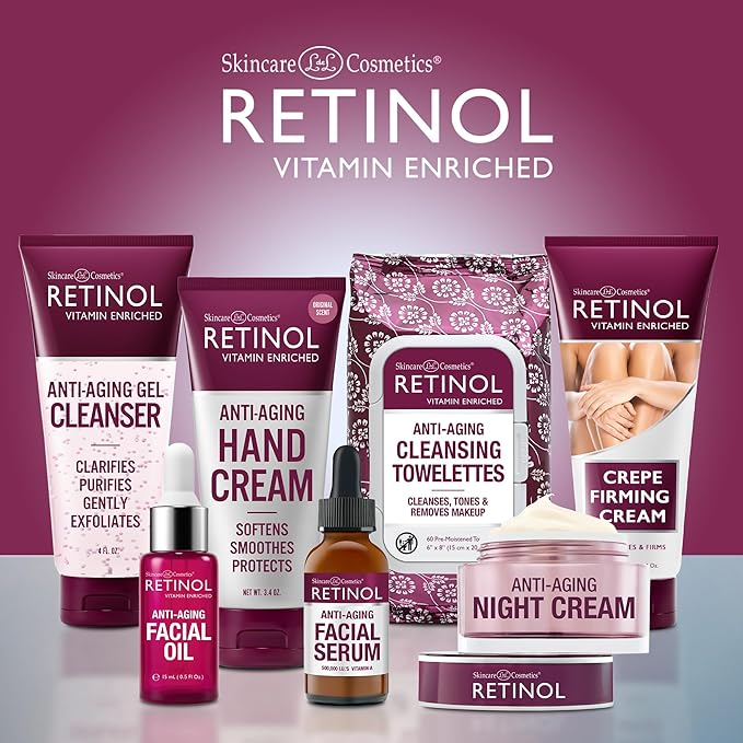 Retinol Night Cream – Works While You Sleep to Restore and Reduce Fine Lines and Wrinkles + Retinol Anti-Aging Facial Oil – With Nine Essential Oils, Restores Hydration and Nourishment