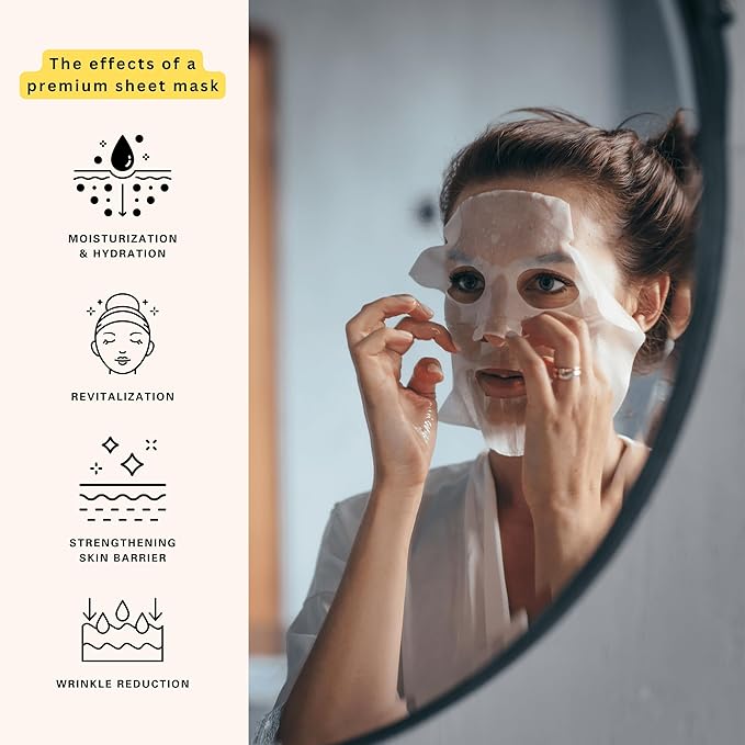 10 Bundle and Ginseng Korean Face Sheet Mask- Revitalizing, Firming Soothing, Skin Care for All Skin Types (15Pack)