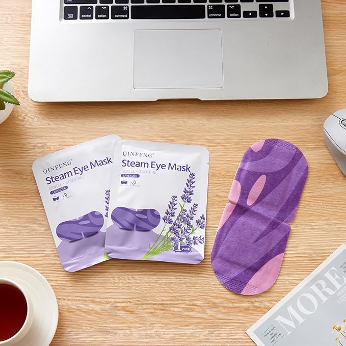 18 Packs Lavender Steam Eye Masks for Dry Eyes Warm Eye Mask Heated Eye Mask Reduce Puffiness Dark Circles Travel Essentials Eye Masks for Sleep Disposable (Lavender)