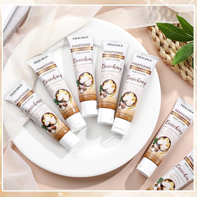 100 Pack Travel Size Body Lotion Shea Butter Cocoa Butter Body Cream 1 oz Dry Skin Moisturizer with Flip Cap for Extra Dry Skin, Inns, Hotels Resorts, Airlines, Offices, Gyms and More