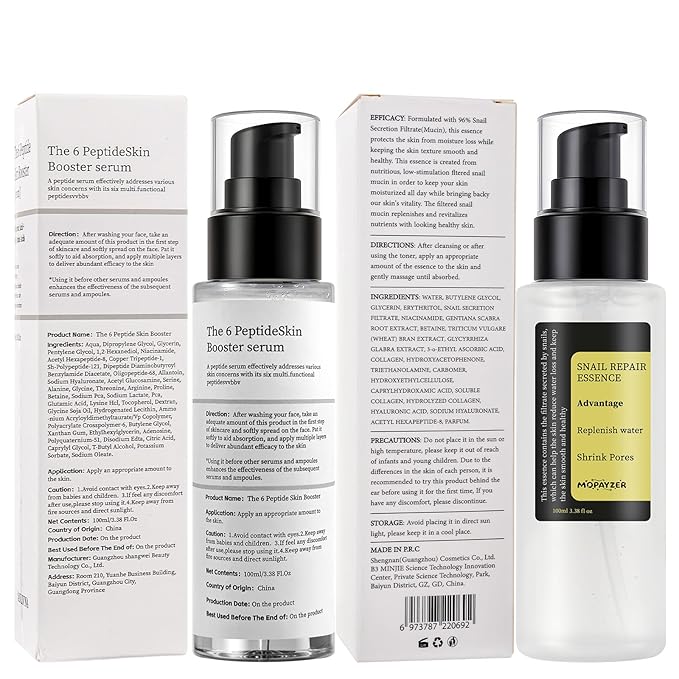 Snail Mucin 96% Peptide Booster Set, Snail Mucin Skin Booster Collagen Serum for Women Repairs Fine Lines & Wrinkles, Advanced Snail 96 Mucin Power Essence, Skin Care Gift Set for Hydrating & Soothing