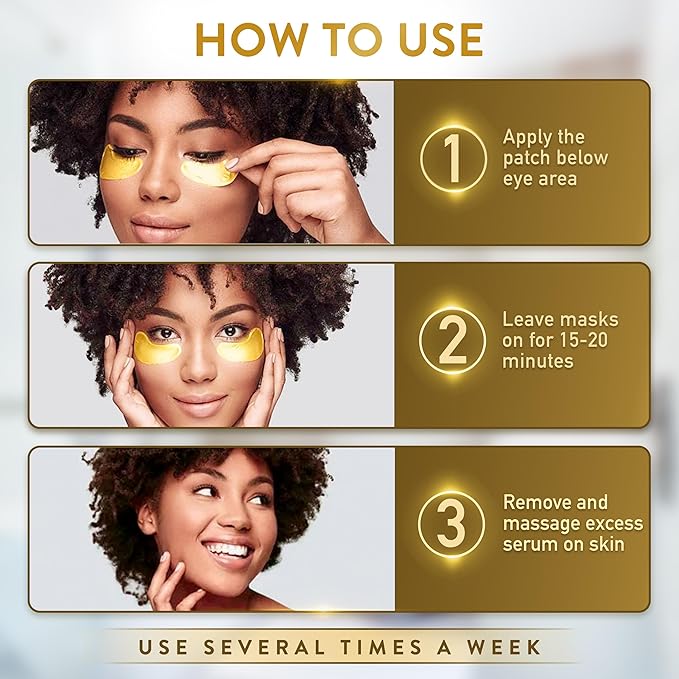 PatchRx Gold Under Eye Patches (144 Patches) for Puffy Eyes and Dark Circles with Pure Collagen, 24K Eye Gel Pad Masks for Reducing Eye Bags, Puffy Dark Circles, Wrinkles, and Fine Lines