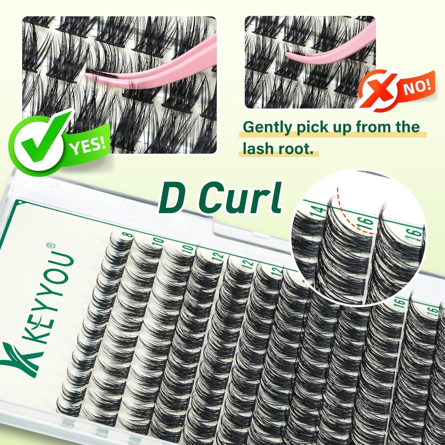 KEYYOULASH Lash Clusters Manga Lash Extension D Curl 144pcs 8-18mm Wispy Eyelash Clusters Natural Volume Eyelash Extensions Individual Lashes DIY at Home(KY06,D-8-18MIX)