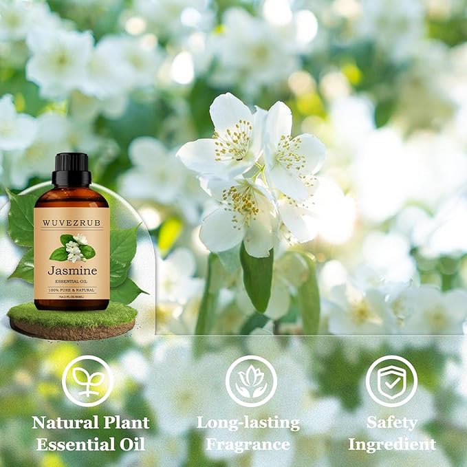 Jasmine Essential Oils 60ML, Pure Jasmine Essential Oil for Aromatherapy Diffuser - 2 Fl Oz