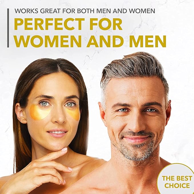 Under Eye Mask for Dark Circles and Puffiness, Wrinkles, 24k Gold Under Skincare Treatment Patches for Puffy Eyes with Collagen for Women and Men - Gel Pads - 30 Pairs