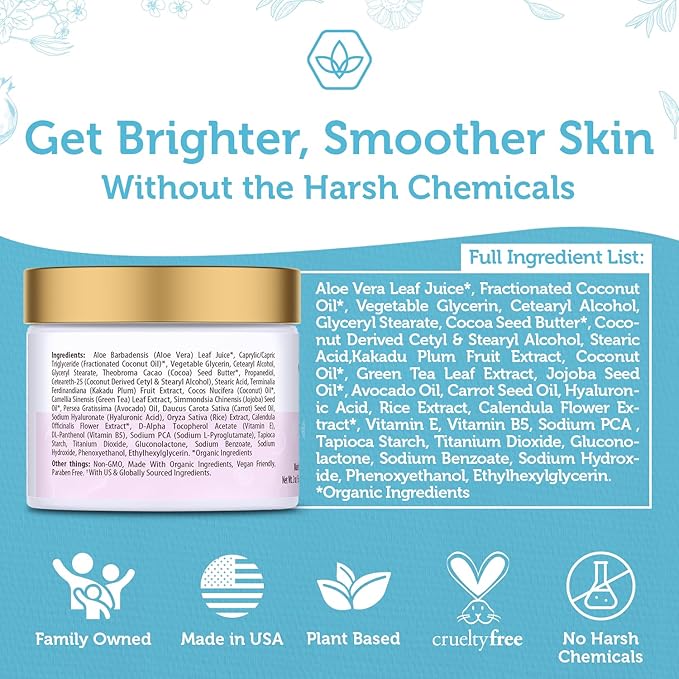 Era Organics Advanced Vitamin C Face Cream - Brightening and Nourishing with Jojoba Oil, Kakadu Plum for Fine Lines, Wrinkles