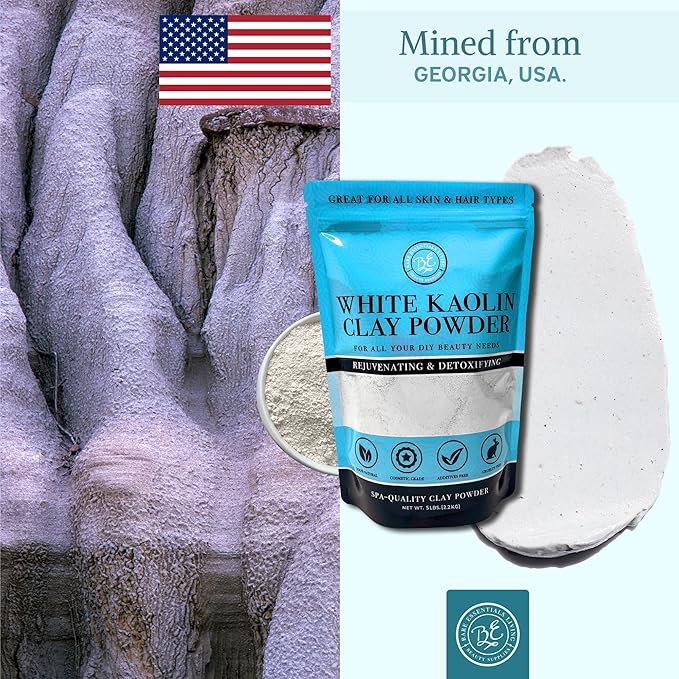 Bare Essentials Living - White Kaolin Clay Powder (5 lb) 100% Natural White Powdered Clay for Seed Bombs, White Clay Mask, DIY Spa, Soap, Bath Bomb, Deodorant, Can be Used as Kaolin Clay for Gardening