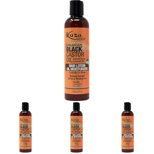 Kuza Naturals Castor Oil Hair Lotion Moisturizer, Black (Pack of 4)