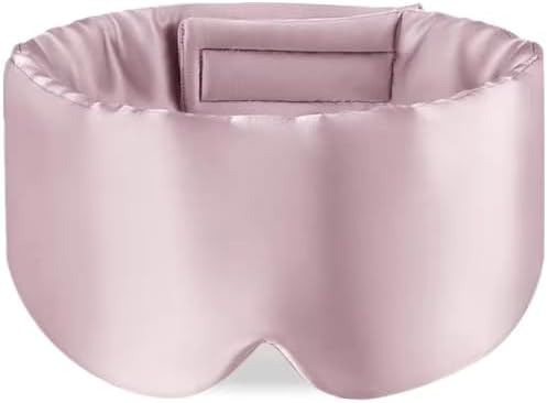 100% Mulberry Silk Sleep Mask, Large Adjustable Eye Cover for Sleeping, Comfortable, Pressure-Free and Breathable Sleeping Masks for Women Men - Pink