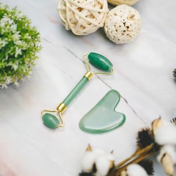 Gua Sha Set and Jade Roller, Guasha Tool Face, Jade Gua Sha & Face Rollers for Women, Beauty Massage Face Roller for Body Muscle Relaxing