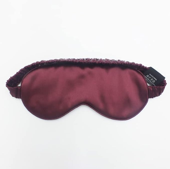 100% 22M Mulberry Silk Eye Mask. Full-Coverage, Soft and Comfortable, for Sleep Health and Skincare (Wine Red)