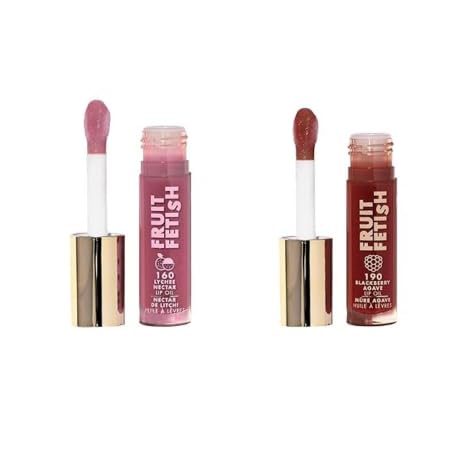 Milani Fruit Fetish Lip Oil Bundle with Vitamin E for Instant Hydration, Fruit Extract Infused Lip Treatment and Moisturizing Lip Gloss - Blackberry Agave + Lychee Nector, 2pk