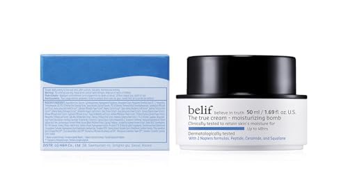 belif Moisturizing Bomb – Daily Ceramide Moisturizer with Peptide & Squalane, 48hr Hydration & Anti-Aging Cream, Milky & Lightweight, Restores Skin Barrier, Korean Skincare, 3.3 fl oz (100ml)