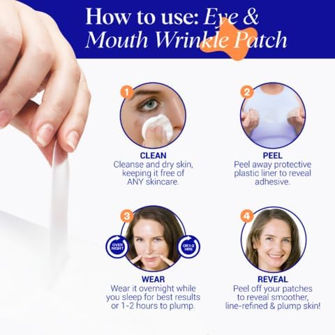 Wrinkles Schminkles Eye & Mouth Lift Set | Mouth & Lip Wrinkle Patch 2-Pack & Eye Wrinkle Patches 3-Pairs | Reusable Medical Grade Silicone Patches