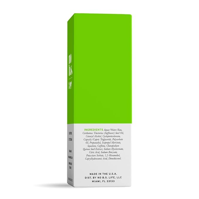 No Bad Stuff - Caffeine Eye Cream with Pure Hyaluronic Acid & Plant Based Squalane Oil, Under Eye Cream for Dark Circles & Puffiness, Gluten Free, Vegan, Travel Size, 0.5 FL Oz