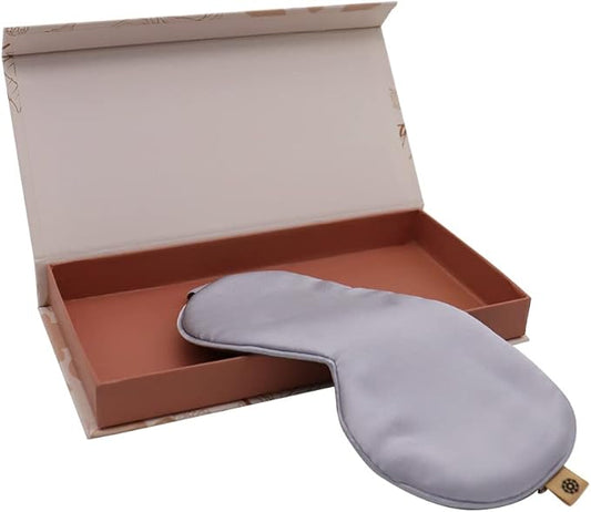Premium Handcrafted 25 Momme Mulberry Silk Eye Mask for Sleeping (Silver Lining)