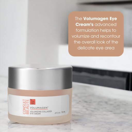 Consult Beaute Volumagen - Collagen Eye Cream - Hydrating - Plumping - Targets Deep Under Eye Hollows - Visibly Smoothen Lines & Wrinkles - Micronized Hyaluronic Acid - Caffeine - 0.5 oz