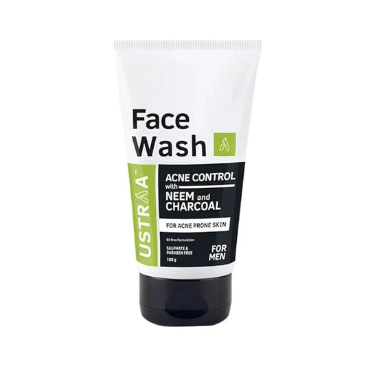 Ustraa Face Wash Acne Control - With Neem & Charcoal Face Wash - 3.5 Oz - Oil control, Prevents Acne, Especially for Oily skin, No Sulphate No Paraben