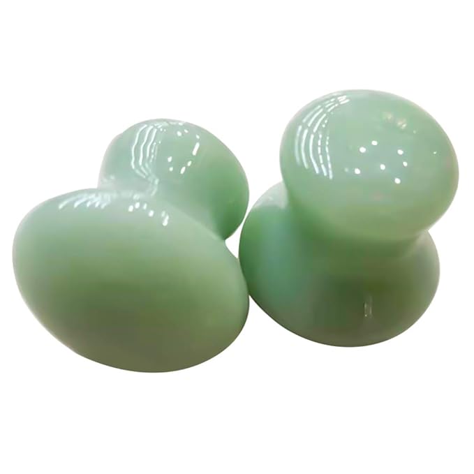 Uonlytech Ice Roller 2Pcs Facial Tools, Green Jade Quartz Massage Rollers Stones Scraping Massage Tool for Women Home Spa