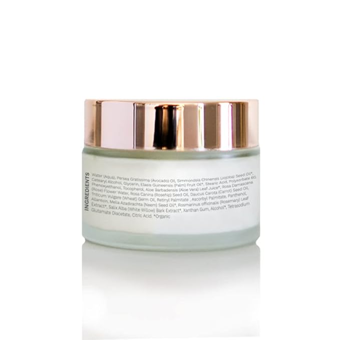 Antioxidant Moisturizing Night Cream with Organic Jojoba and Aloe Vera to Soothe, Brighten, Hydrate (1.75 oz/50 ml)