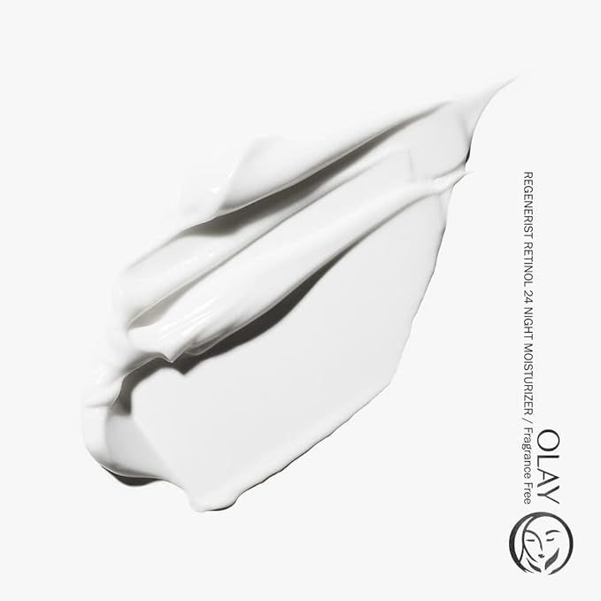 Olay Retinol 24 Face Moisturizer, Anti-Aging Night Cream for Women, Trial Size, Fragrance-Free, Non Greasy - Anti-Wrinkle, Smooth Fine Lines, Tightening Skin Care - Peptides, Glycerin, 0.5 Oz