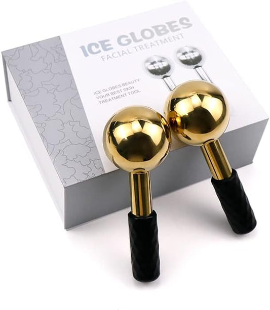 Globes for Facials, Cooling Roller for Face, Cryo Sticks Massager for Face Neck & Eyes, Cold Roller Skin Care for face Puffiness, Dark Circles, Wrinkles, Collagen Production (Gold)