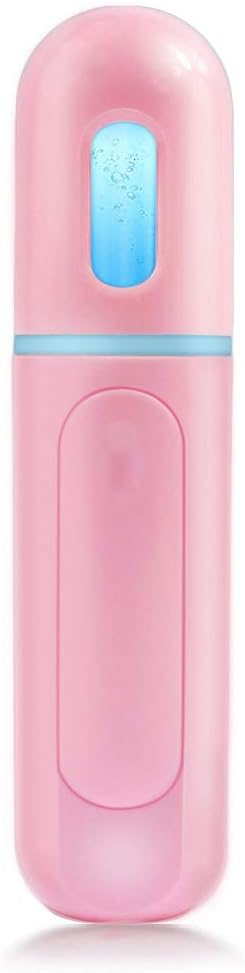 Nano Facial Mister, Portable Mini Cool Mist Facial Steamer Moisturizing Hydrating Face Sprayer for Skin Care, Makeup, Cleaning Pores，Eyelash Extensions，Summer Cool (Pink)