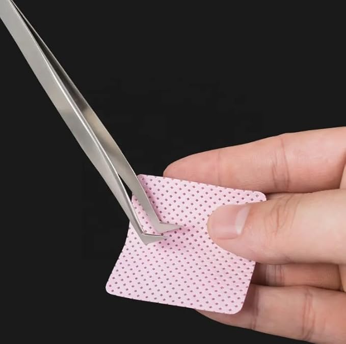 Eyelash Glue Wipes for Lash Extensions - 1080 PCS - Non-Woven Fabric Pads - Glue Wipes Lash Extensions -Adhesive Wipes - Lash Glue Cleaning Pads - Lint Free Nail Wipes (Pink)