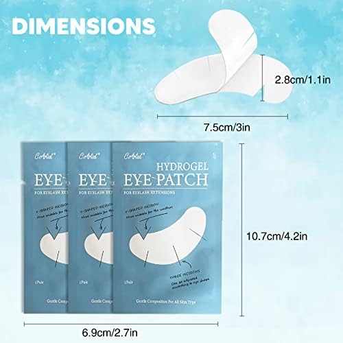 100 Pairs V-Shaped 100% Natural Eyelash Extension Under Eye Gel Pads Kit, Hydrogel Eye Patches with Collagen & Aloe Vera, Eyelash Extension Supplies Tools, Lash Tech Supplies