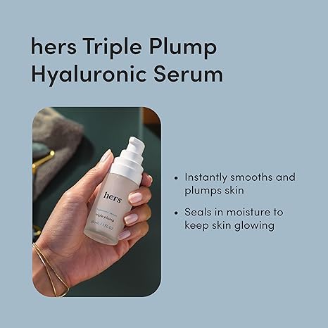 hers Hydrobounce Instant Moisturizer 2 Pack & Triple Plump Hyaluronic Serum 2 Pack Bundle - Face Moisturizer with Squalane - Anti Aging Serum with Hyaluronic Acid - 4 Units Total