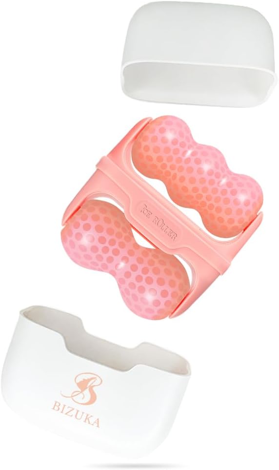 Ice Roller for Face and Eyes Facial Skin Care Tool 2-in-1 Ice Roller for Face & Eyes - Reduces Puffiness, Relieves Migraines, with Travel Case - Ideal Gift for Women (Pink)