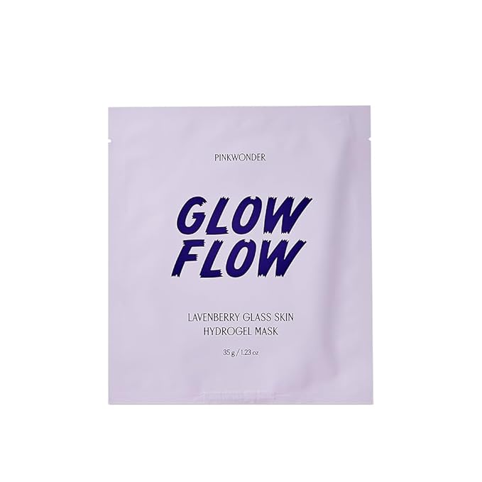 GLOWFLOW Lavenberry Glass Skin Hydrogel Mask (1EA), Nourishing Facial Sheet Mask for Dry Skin, Hydrating and Glowing Skin, Blueberry Extract and Jojoba Oil, Antioxidants