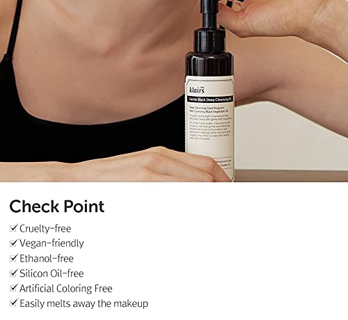 [DearKlairs] Gentle Black Cleansing Oil 5.07 Oz | Composed of natural Vegan. Bean, Sesame, Black Currant Seed oil for gentle, non-irritating cleanser for sensitive skin