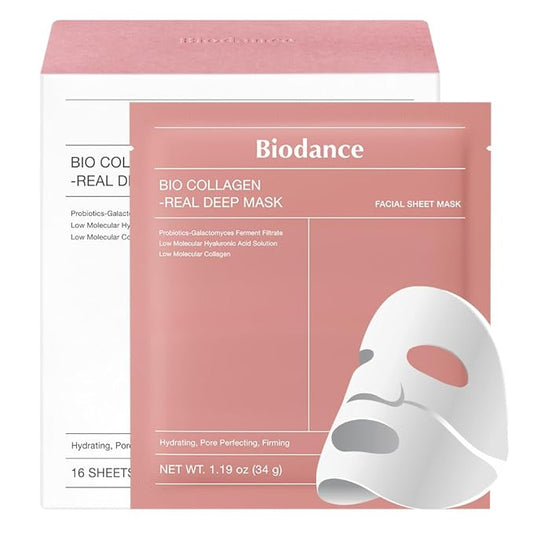 BIODANCE Bio-Collagen Real Deep Mask, Hydrating Overnight Hydrogel Mask, Pore Minimizing, Elasticity Improvement, Korean Skincare | 1.19oz(34g) x 16ea